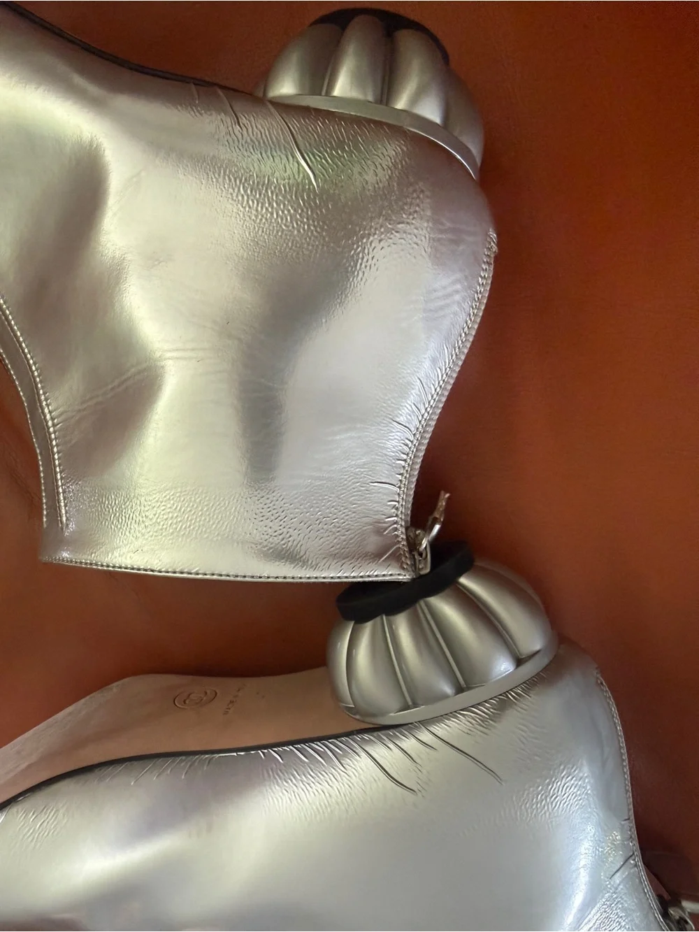 CHANEL Metallic Silver Boots size 40